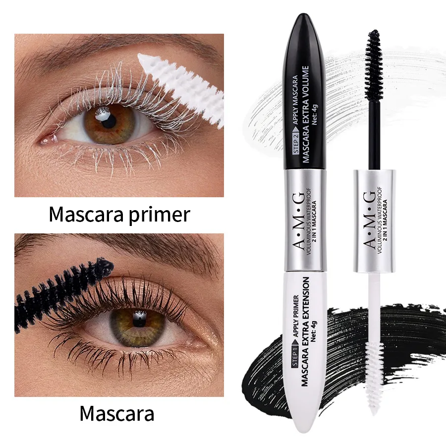 Black and white double head eye black thin thick white long lasting thick mascara styling cream