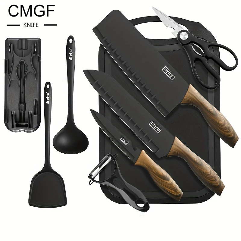 

CMGF 3-9 Pcs Stainless Steel Cutting Knife Chef's Knife Fruit Knife Multifunctional Scissors Kitchenware Set Cutting Board