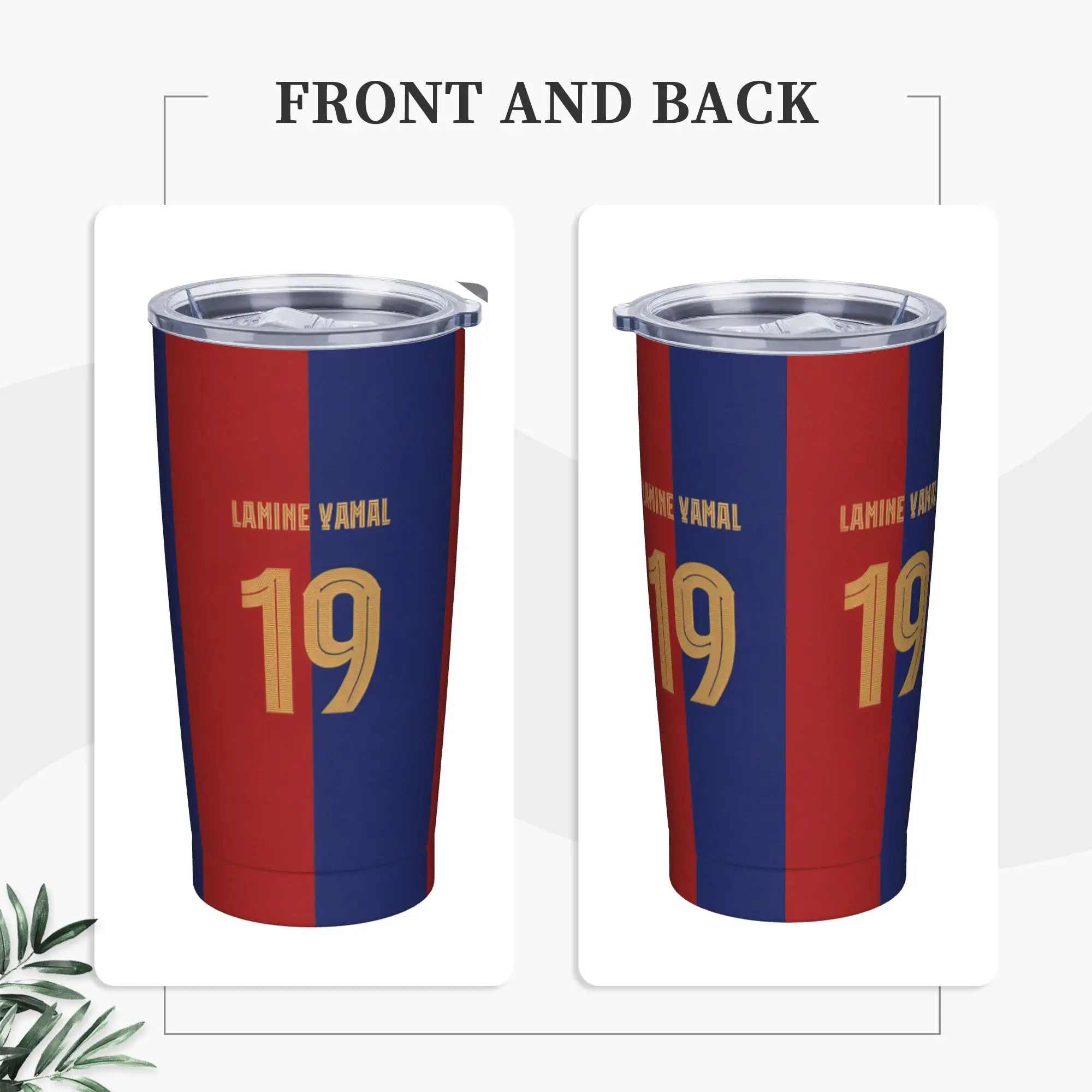 Number 19 Football Lamine Y-Yamal Insulated Tumbler with Straws Lid Vacuum Thermal Mug Outdoor Portable Water Bottle Cups, 20oz