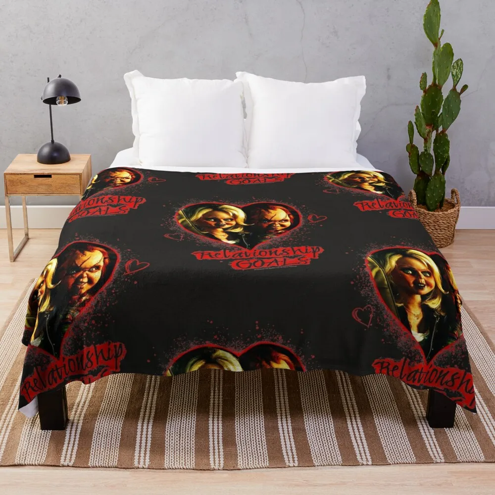 Childs Play Chucky And Tiffany Relationship Goals Throw Blanket christmas gifts wednesday For Sofa Thin Sofa Throw Blankets