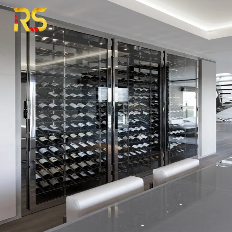 custom.Foshan Custom Wine Storage Cabinet Display Wine Bottle Holder Restaurant Black Stainless Steel Wine Display Cabinet with