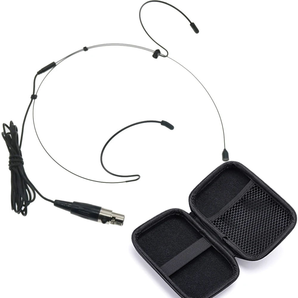 

Black SL88 Double Ear Headset Microphone For Shure PGX ULX SLX QLX GLX BLX 4Pin XLR Wirelss BodyPack Zipper Case