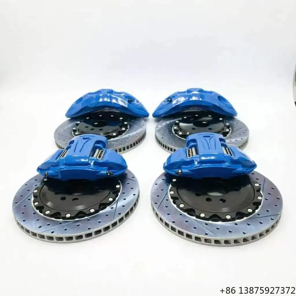 New Sports Car 9N Large Aluminum Brake Kit Fish Bone Disc 6 Piston Calipers Blue Customizable 355-440mm for