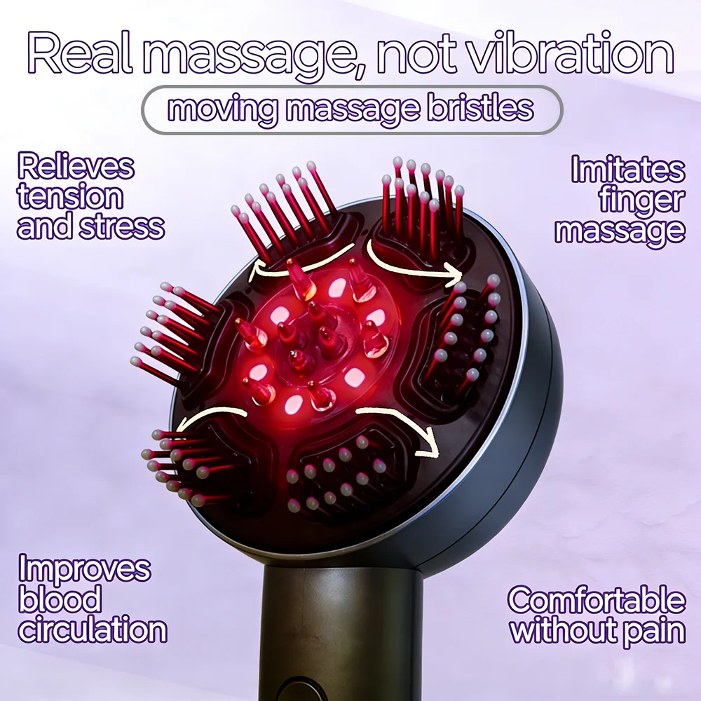 Electric Vibration Massage Comb Red Light Therapy Hair Growth Massage Scalp Brush Anti Hair Loss Liquid Oil Applicator Hair Care