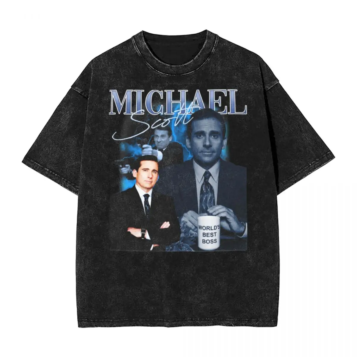 Washed T Shirts Michael Scott 90\'s Vintage The Office Tv Show Hip Hop T-Shirts Oversize Streetwear Tops Tee Shirt Men Women