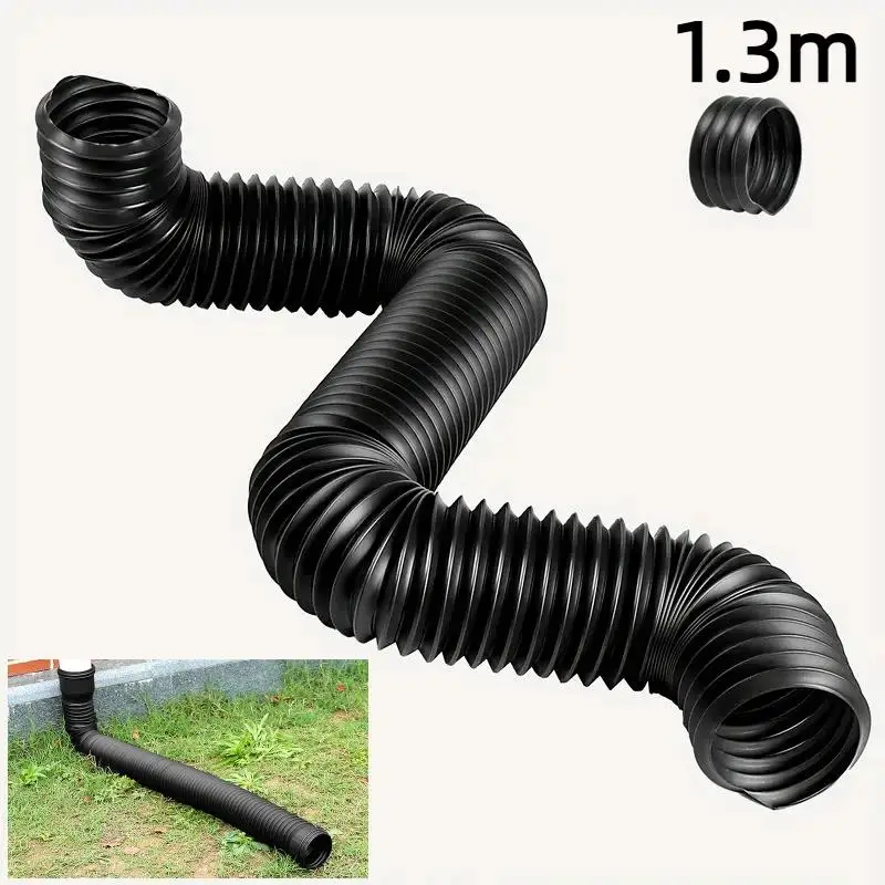 1.3M Expandable Flexible Downspout Extension Pipe Adjustable Outdoor Home Rainwater Drainage Pipe