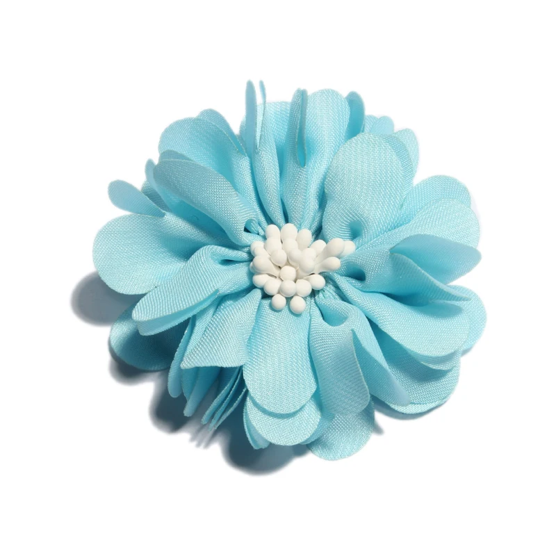 10PCS 23 colors 5cm Newborn Vintage Wrinkles Fabric Flowers with Match End Do Old Chiffon Hair Flowers for Kids Hair Accessories