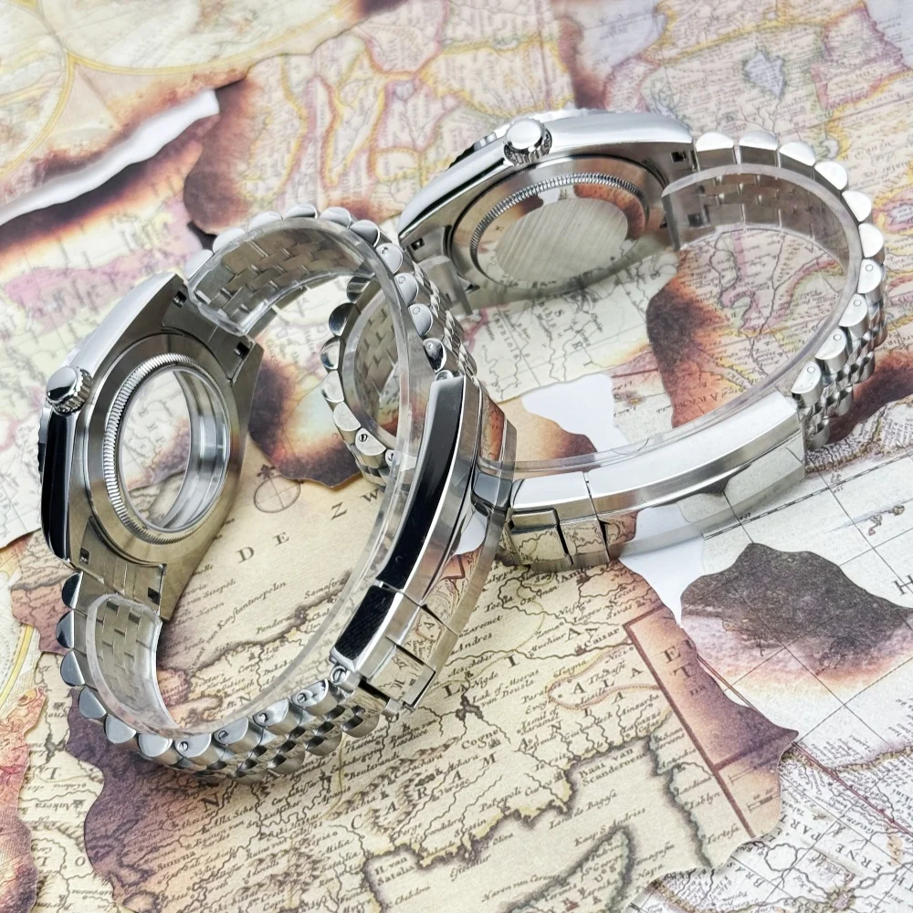 36/39mm vidro safira para datejust caso relógio masculino caber nh35 nh36 nh34 movimento moda 20atm jubileu aço inoxidável