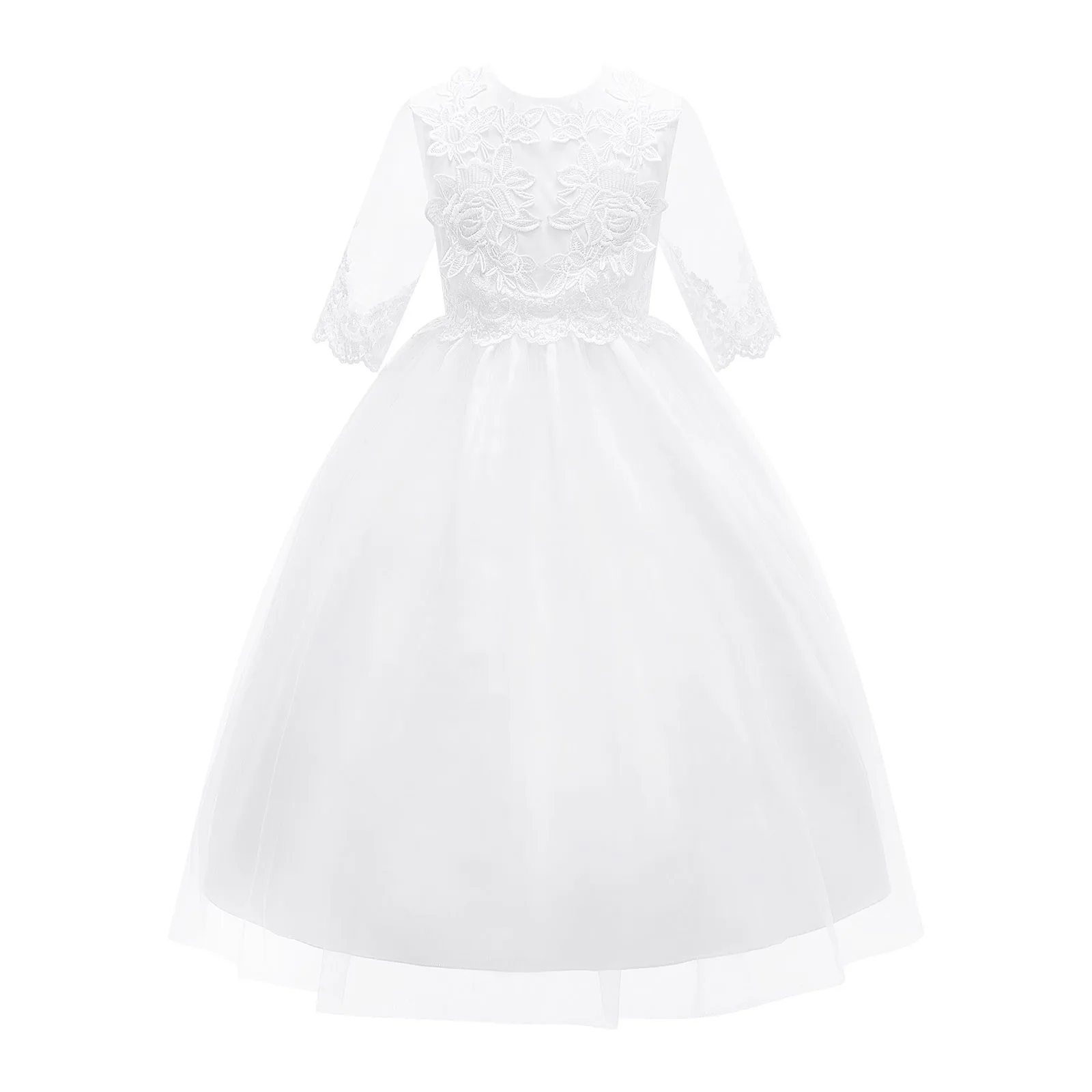 Vestidos elegantes bordados femininos, Robe de tule, Vestido da menina da flor, Vestido elegante infantil, Dama de honra, Casamento formal