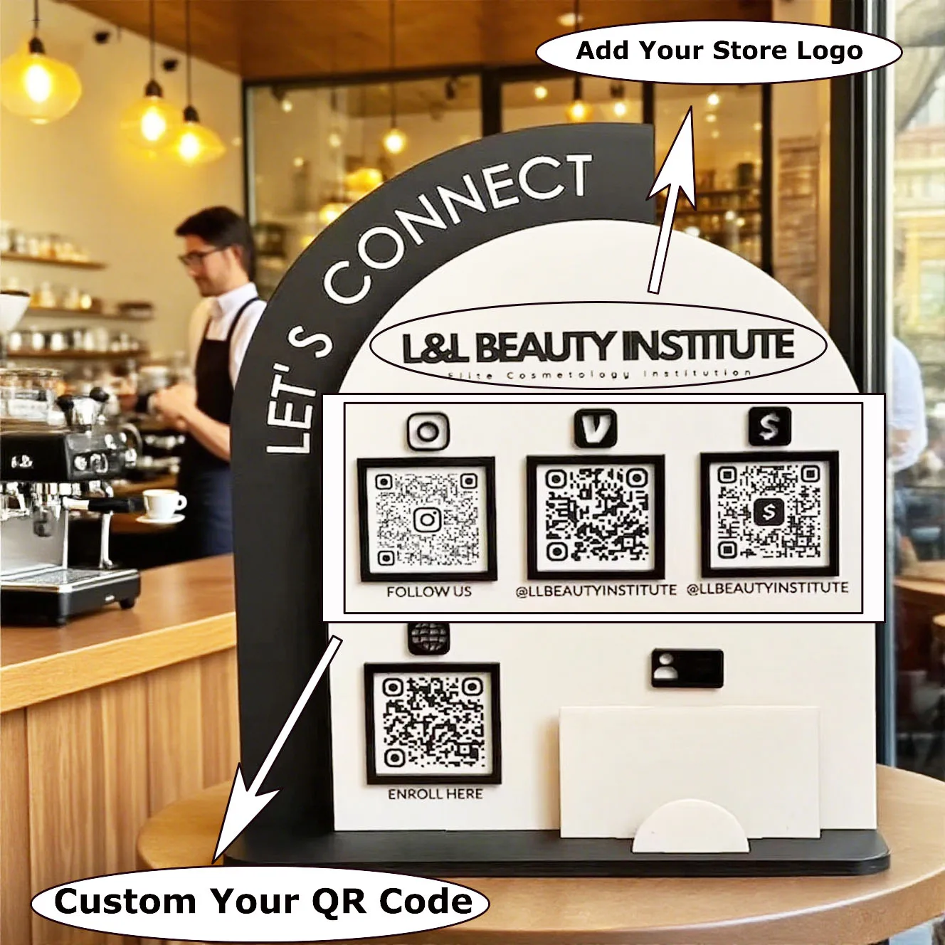 Personalized Acrylic QR Code Display Stand for Google Business Social Media Multi QR Code Custom Logo Trendy Design