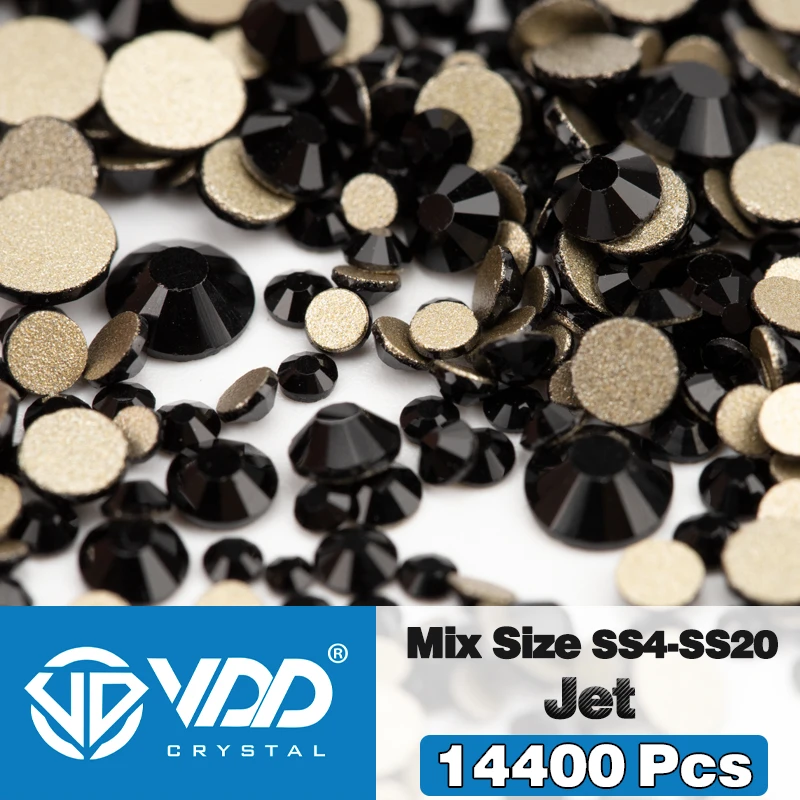 VDD 14400 Stuks Groothandel SS4-SS20 Mix Grootte Glas Steentjes Kristal Niet-hotfix Gouden Plaksteen Stenen Voor DIY Nail Art accessoires