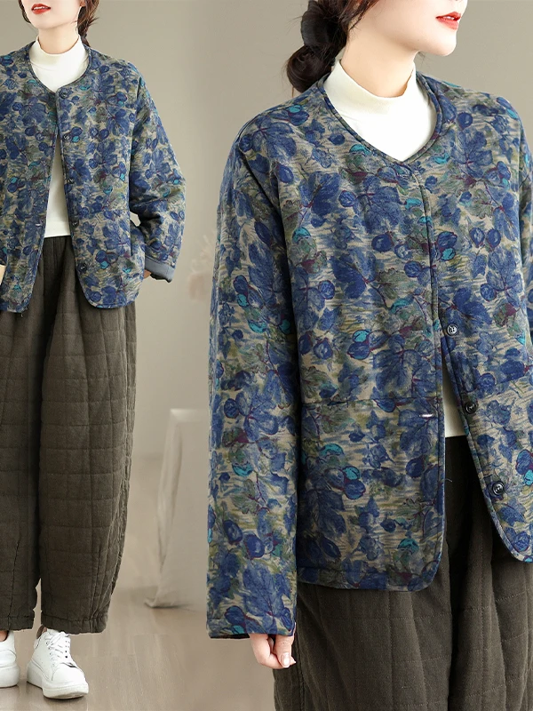 Retro Sle Jaet in cotone da donna vestibilità ampia calore stampato confortevole dimagrante autunno inverno nuovo arrivo capispalla Faion