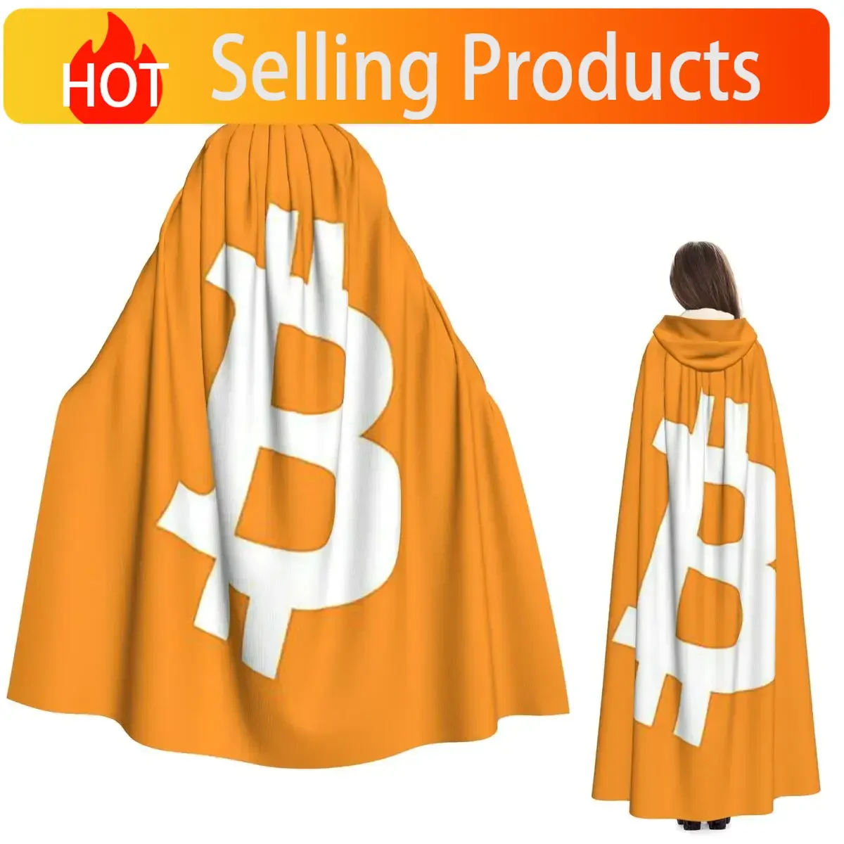 Manteau à capuche long pour mineur de Bitcoin, blockchain, cryptomonnaie, costume de sorcière médiéval, cape de cosplay, manteau d'Halloween, adulte, unisexe