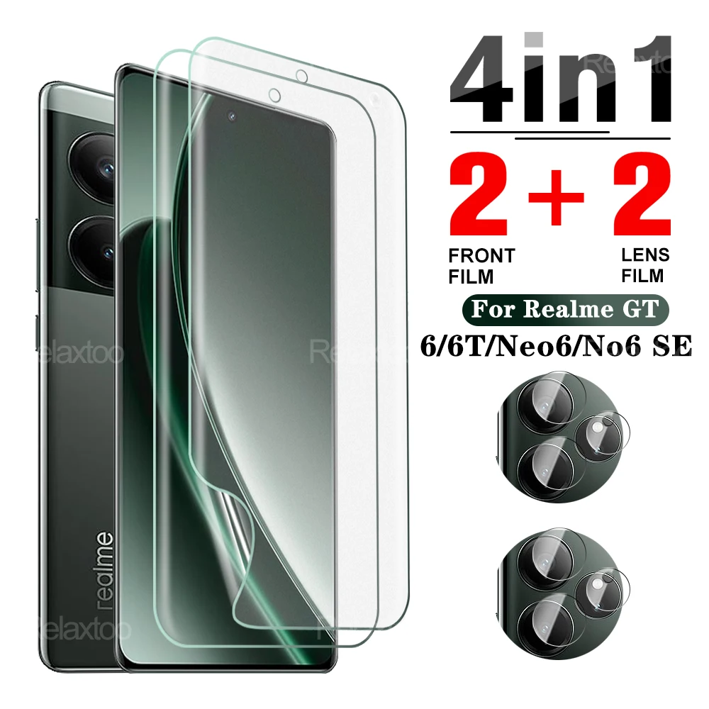 4in1 For Realme GT6 GT6T GTNeo6 GTNeo6SE hydrogel film realmeGT6T Soft Screen protector For Reamle GT 6T GT 6 Camrea protector