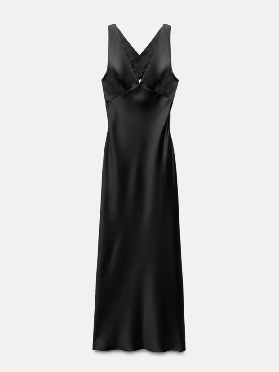 Nuevo Vestido Largo de Satén de Seda para Mujer, Estilo Veraniego, sin Espalda, sin Tirantes, sin Mangas, E, para el T...