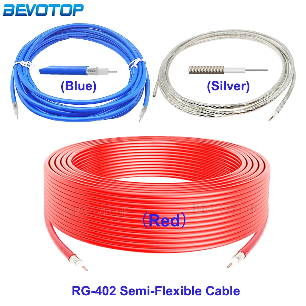 Blue/Red/Silver Semi-Flexible RG402 Cable High Frequency Test Cable 50ohm RG-402 RF Coaxial Cable Pigtail Jumper 1M-200M