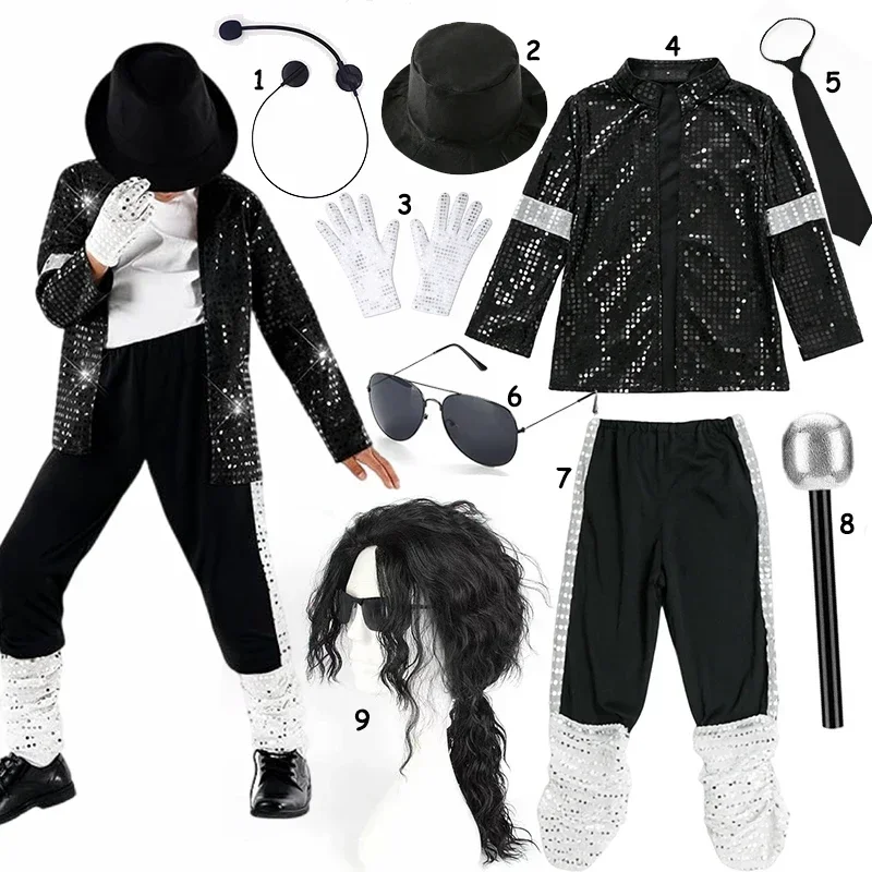 Kids 80s 90s Retro Pop Singer Costume Vintage Dance Outfit Carnival Halloween Stage Cosplay Party Wear view 6