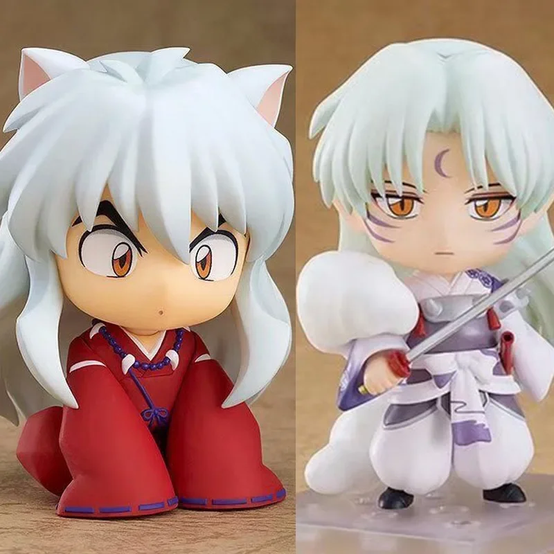 Q edition Clay man Inuyasha and Sesshoumaru anime figure detachable action figure reversible face model desktop ornament gifts