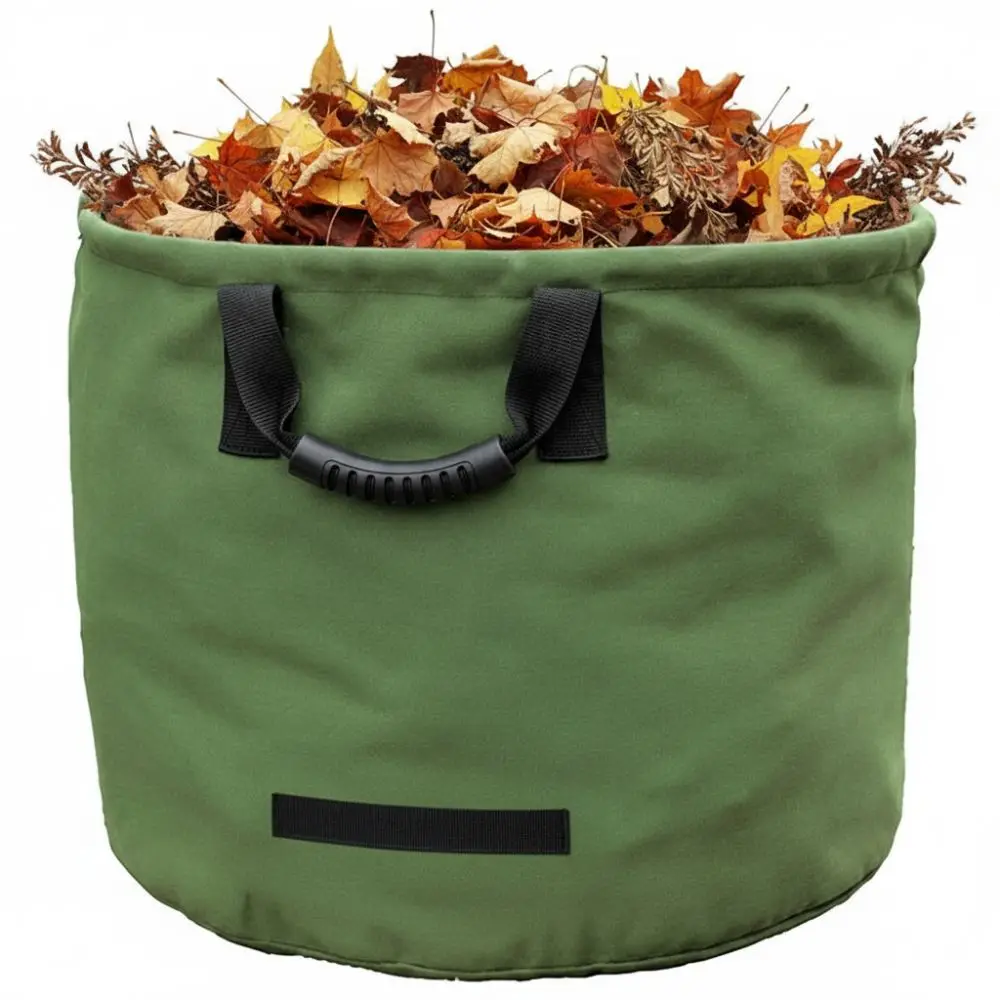 Durable Portable Garden Bag Waterproof Canvas Lawn Bag with Handles Reusable Yard Waste Bag Weed and Debris Gathering