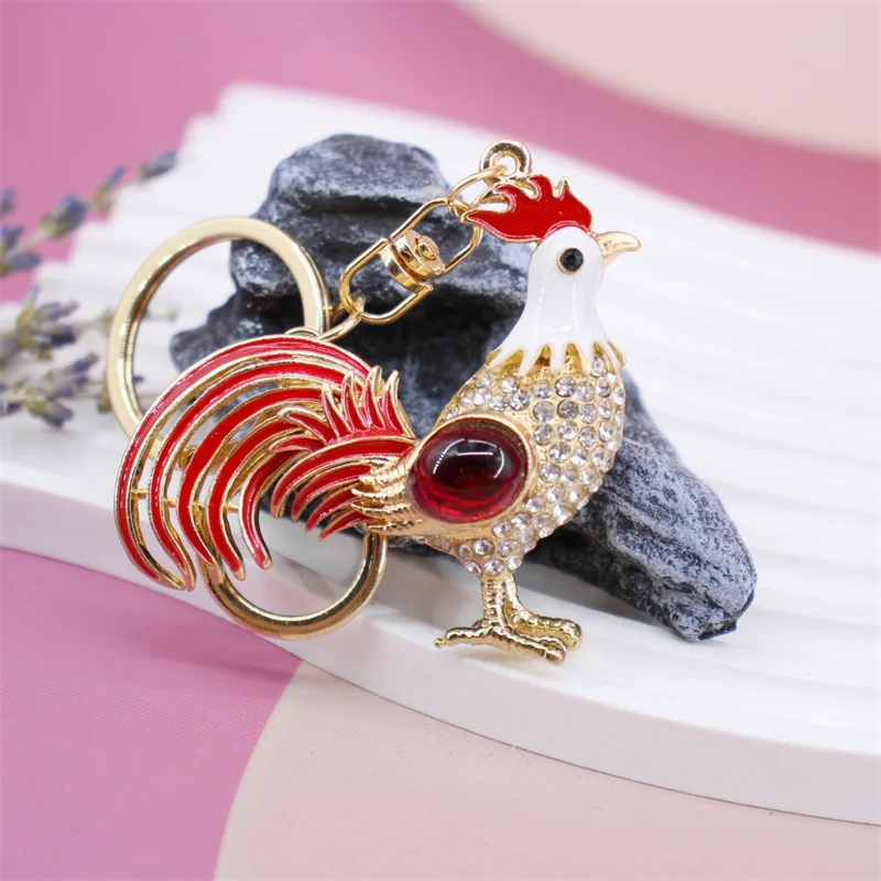 Cute Little Crystal Chicken Pendant Rhinestone Net Red Chick Mini Bag Pendant Keychain