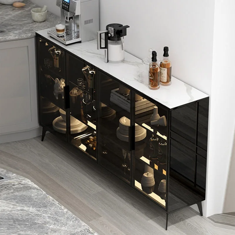 

Light luxury dining side cabinet integrated against the wall rock slab wine cabinet modern simple kitchen tea cabinet living roo