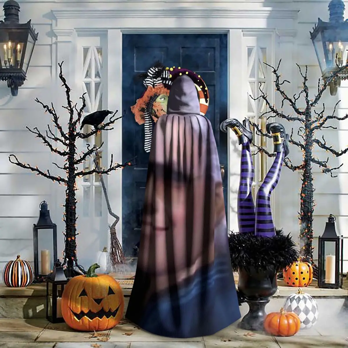 

Vergil From The Devil May Cry Series Long Hooded Cloak Witch Medieval Costume Cosplay Cape HalloweenVampire Adult Unisex