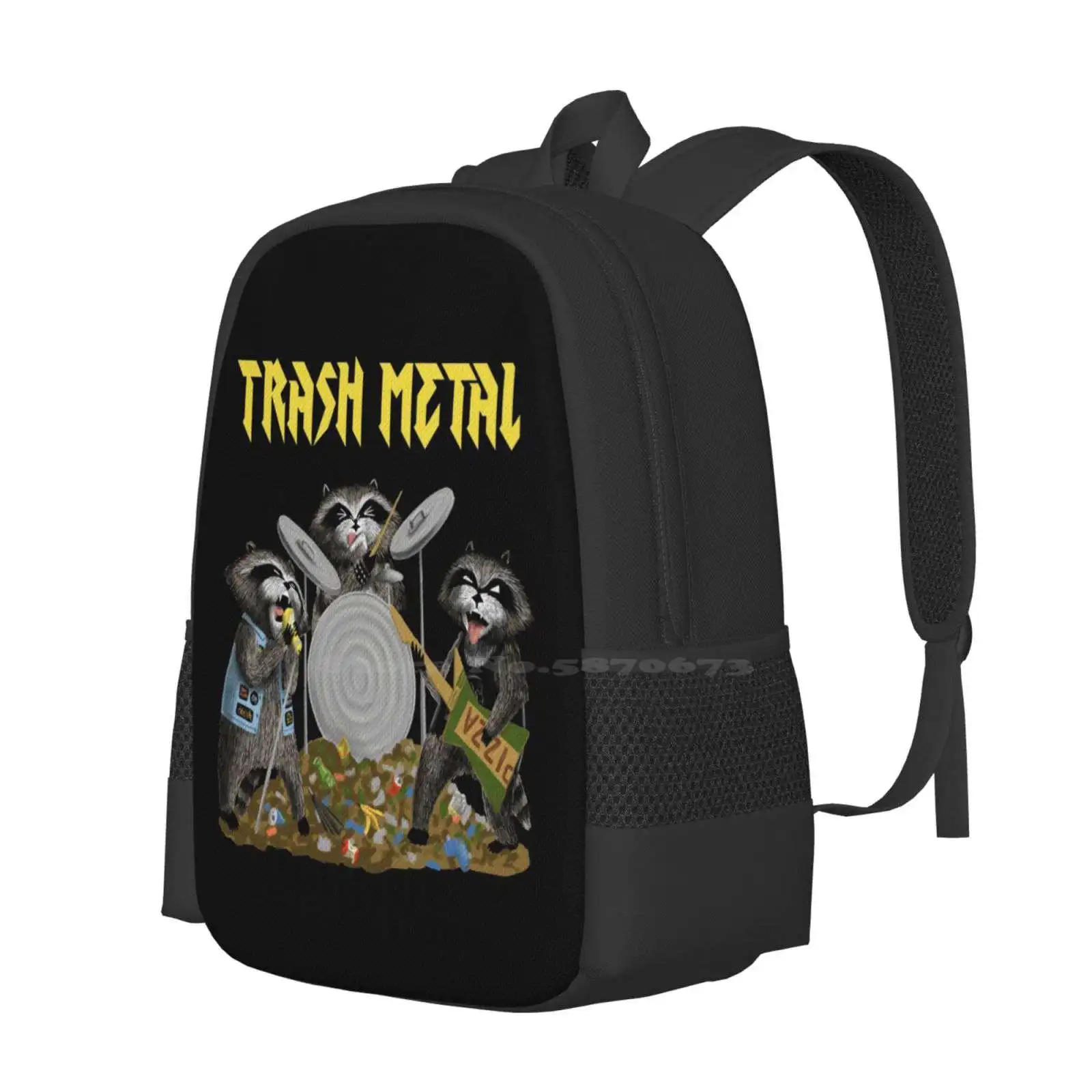 Trash Metal Hot Sale Schoolbag Backpack Fashion Bags Thrash Metal Metal Band Music Raccoons Trash Panda Garbage Funny Angry