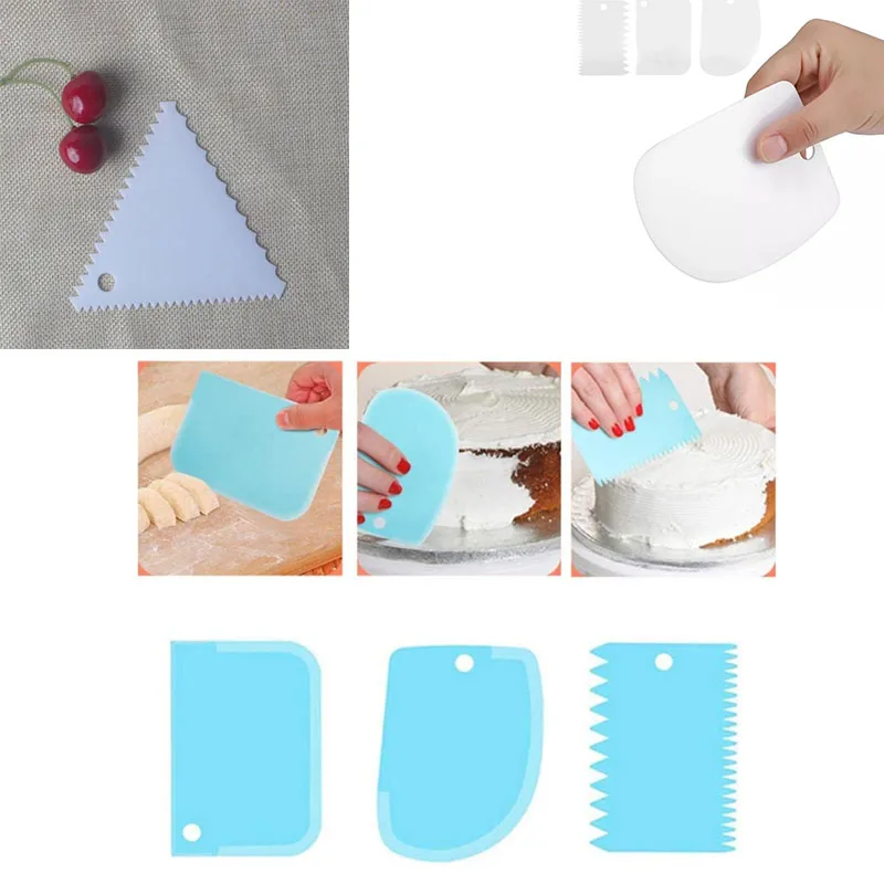 

Plastic Cake Scraper Set Baking Icing Smoother Tools for Cream Decoration Dough Cutter Pastry Fondant Edge Pattern Design