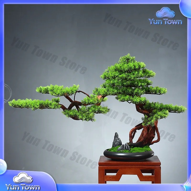 Simulated Welcome Pine Bonsai Green Plants Bonsai Living Room TV Cabinet Entrance Office Home Decoration New Chinese Ornament