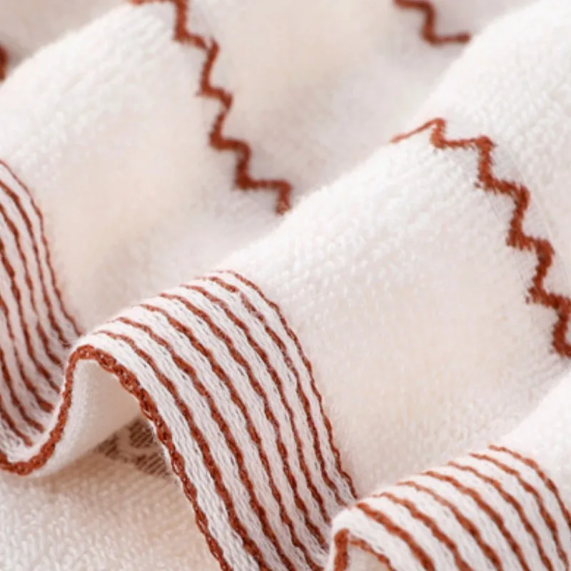 1PC Embroidered Cotton Towel 34x74CM/70x140CM Absorbent Bath Hand Face Towel Set Cream White for Home Bathroom Gift