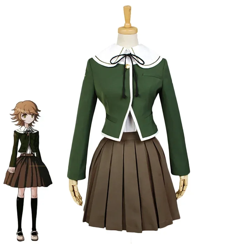 6PCS Danganronpa Fujisaki Chihiro Cosplay Women School Uniform Coat Shirt Dress Outfit Anime Cosplay Costumes