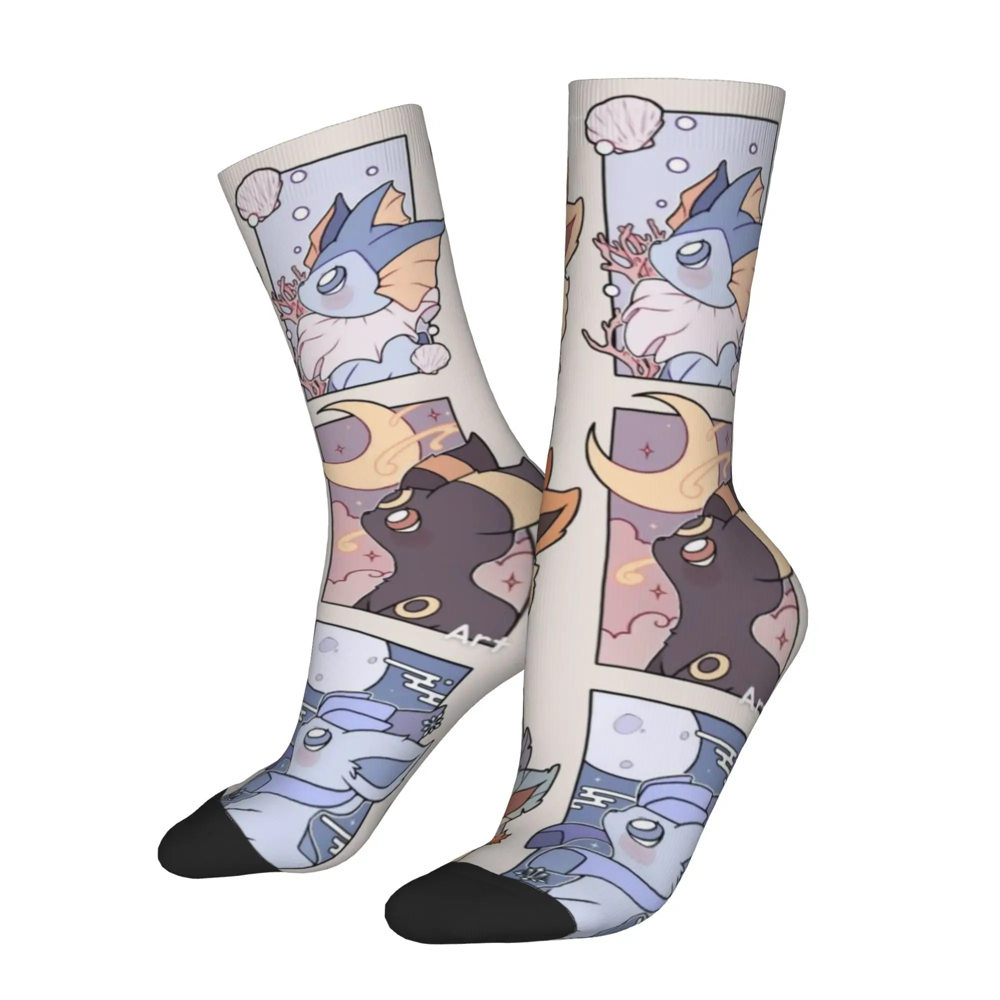 

Fashion Retro pokemon Crazy Men's compression Socks Unisex Eeveelution Funny Crew Sock