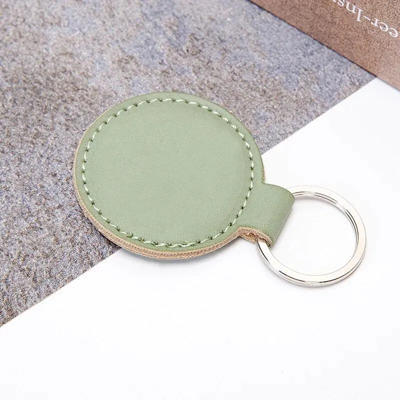 Simple and Creative Leather PU round Drop Box Key Chain Card Holder Anti-lost Key Ring Bag Pendant Car Key Chain