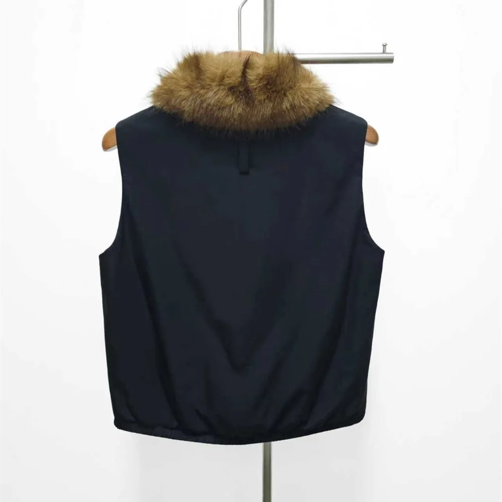 2025, dames wintervest met grote bontkraag, ritssluiting, losse pasvorm, casual, Y2K nieuwe mode, hoge kwaliteit, veelzijdige bovenkleding