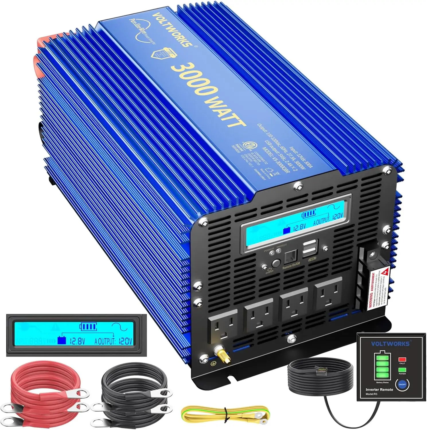 

3000W Pure Sine Wave Power Inverter Dc 12V To Ac 110V 120V Etl Listed Ul458 Works With Starlink Lithium Battery Off Grid Solar R