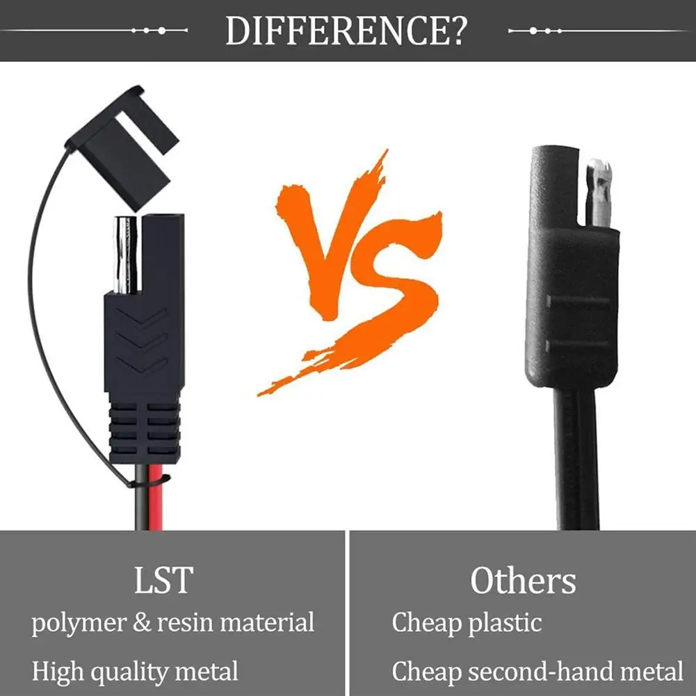 16AWG 12V Charger Cable For Motorcycle Battery Terminal To SAE Quick Extension Cord Cable Connector For Battery Charger Maintain image 5