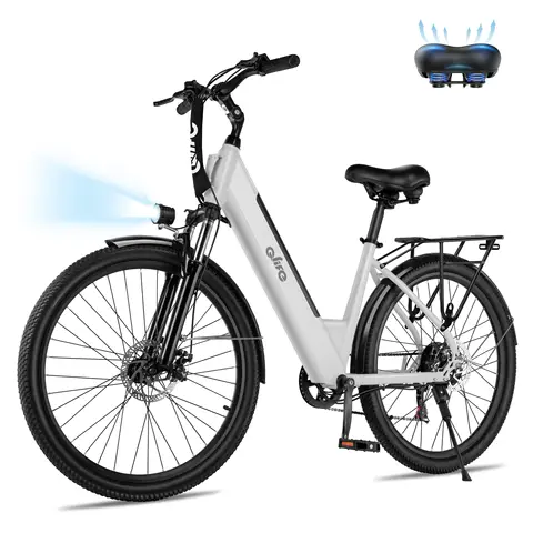 Qlife Cityone  St Electric Bike for Woman, Peak 1200W Motor 48V Battery, 25MPH 55 Miles, 26“ Step-Thru Electric Bicycle, 7-Speed Commute E-Bike