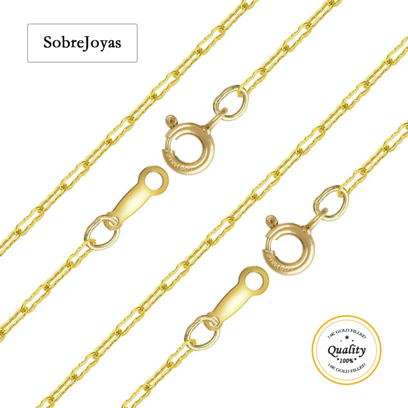 14K Gold Filled Crinkle Chain Necklace Minimalist 1.4MM Thickness 40/45CM Length for Women Gold Jewelry Necklace