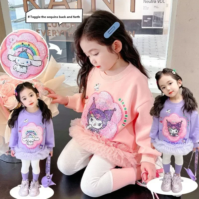 

Anime Sanrio Kuromi Sweat Shirt Kids Kawaii Cartoon Gradient Clothes Winter Sweet Cute Babys Tops Birthday Gifts for Girls