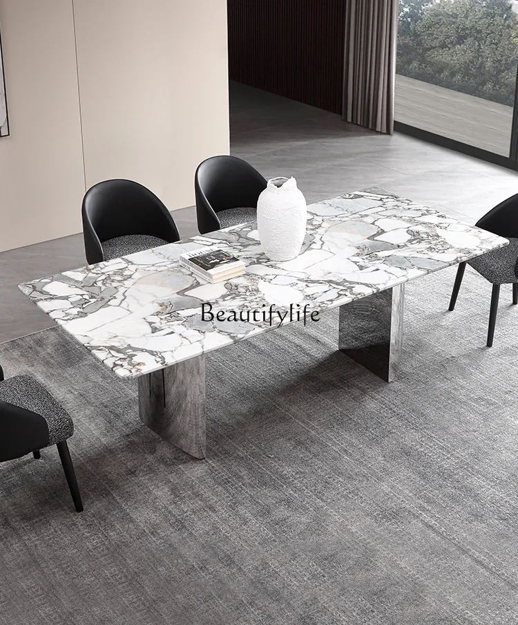 

01-Marble dining table modern minimalist Italian minimalist light luxury Nordic style