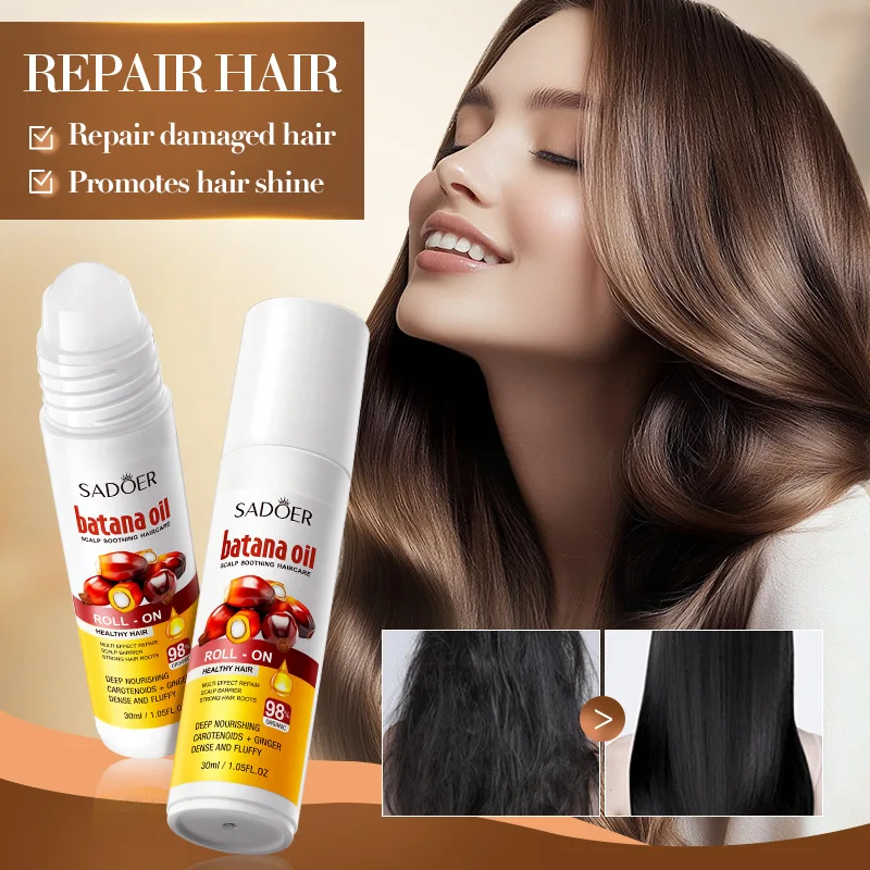 SADOER Buriti Sérum roll-on para el cuidado del cuero cabelludo - Cuero cabelludo seco calmante, tratamiento nutritivo para el cabello con bola refrescante, acondicionamiento portátil