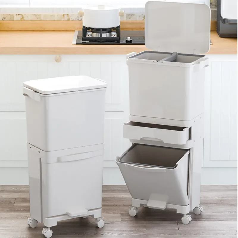 Storage Baskets Trash Bin Large High Capacity Waste Sorting Cleaning Tools Trash Bin Cubo De Basura Home Merchandises