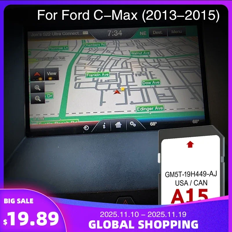

Work for Ford C-Max 2013 2014 2015 A15 Navigation SD Map 32GB Memory GPS Card