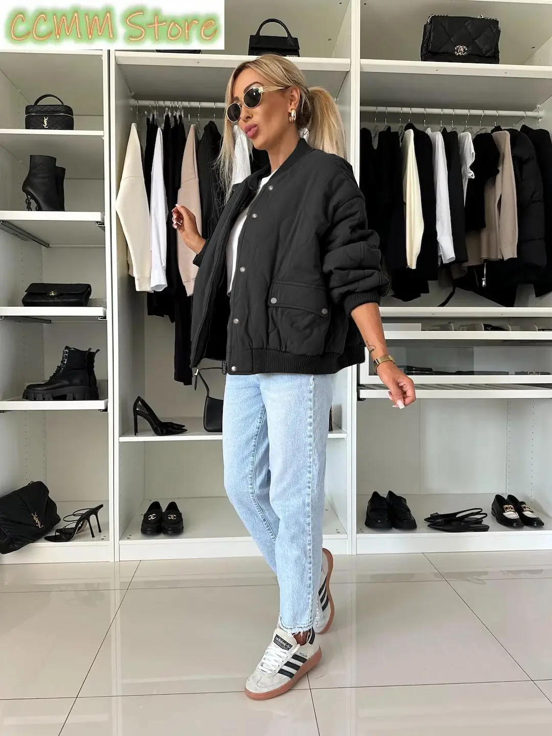 Winter Uniform Single Breasted Cropped Splice Jackets Autumn Women Long Sleeve Outwear Ladies New Fashion Thickness Padded Coats