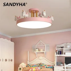 Modern LED Lantern Cartoon Resin Unicorn Ceiling Lamp For Living Dining Room Bedroom Iron Art Lampara Techo Lighting