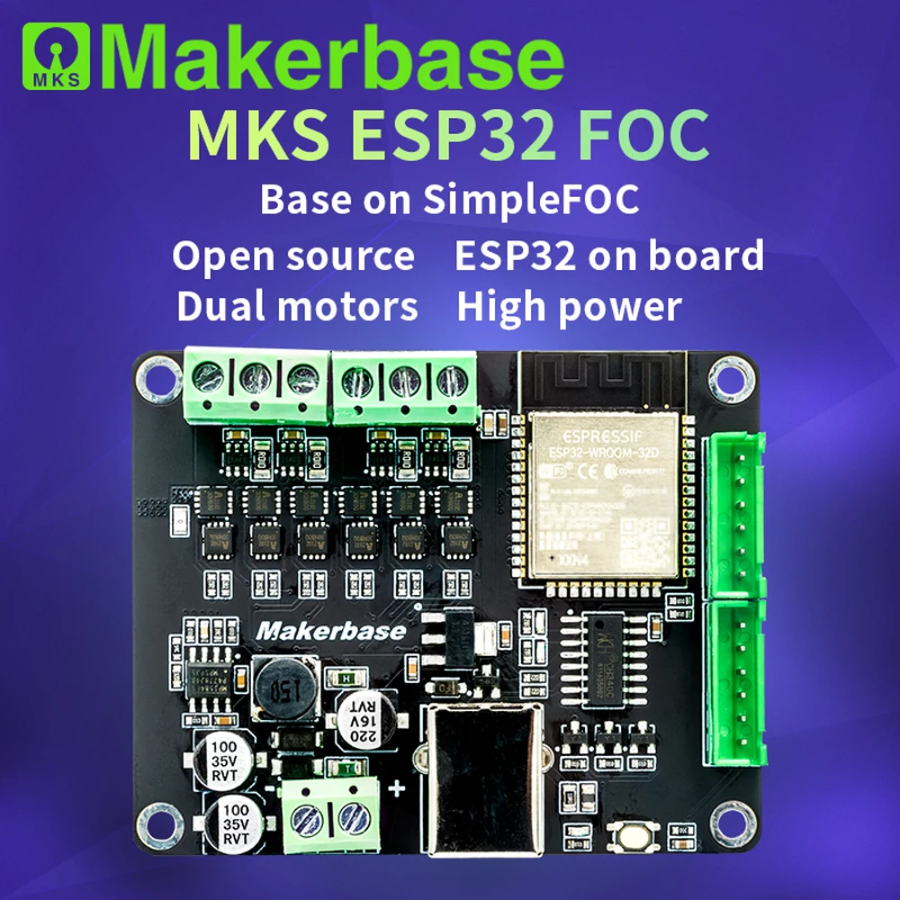 

Makerbase ESP32 DUAL SimpleFOC Shield For BLDC Brushless Servo Foc Dual-Motor Controller High Power