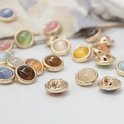 11Mm Pearly Cat Eye Shirt Knop Kleine Metalen Schacht Knop Voor Diy Shirt Vest Trui Jas Versiering Naaien Accessoires