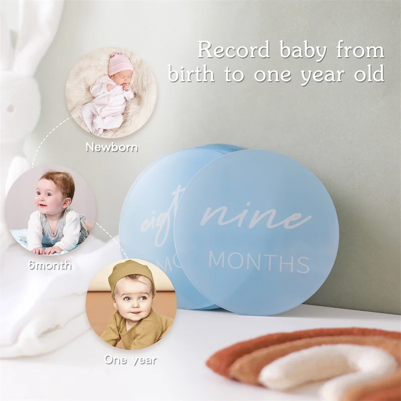 13PC Babies Milestone Cards Acrylic Milestones Memorial Monthly Commemorative Birth Newborns Photographic Props Baby Birth Gifts