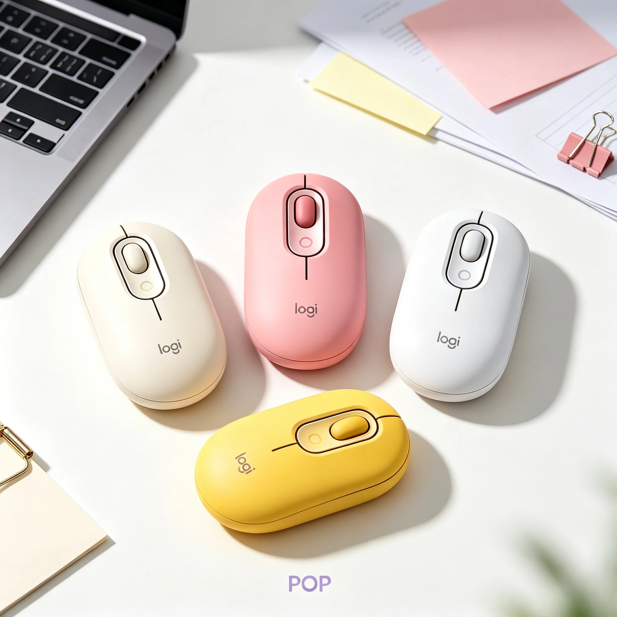 Logitech POP Multi-connection Wireless Bluetooth Silent Mouse Matte Cute Color Mini Compact Mice For Daily Study Laptop Computer