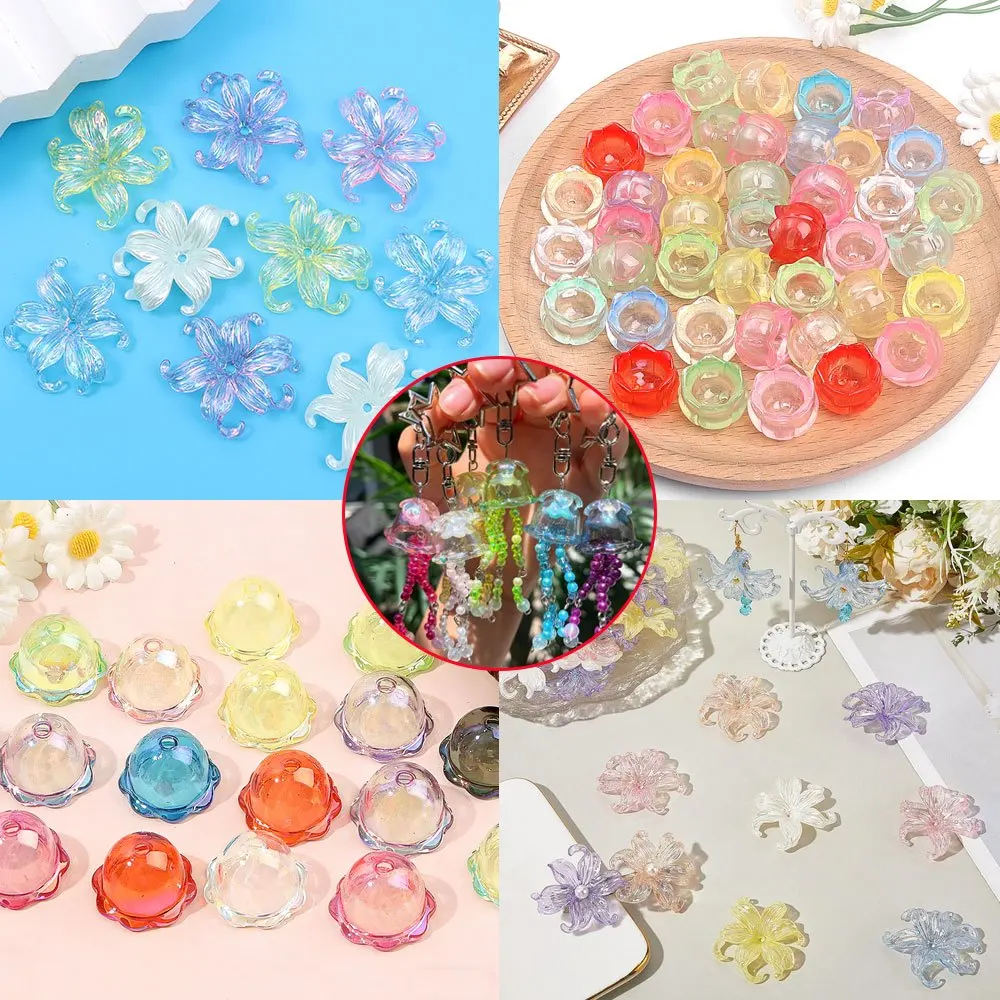 4/14/24 Stück mehrfarbige Acryl-Perlen in Blumenform, DIY-Ohrringe, Armbänder, Valentinstag, Thanksgiving, Muttertagsgeschenke